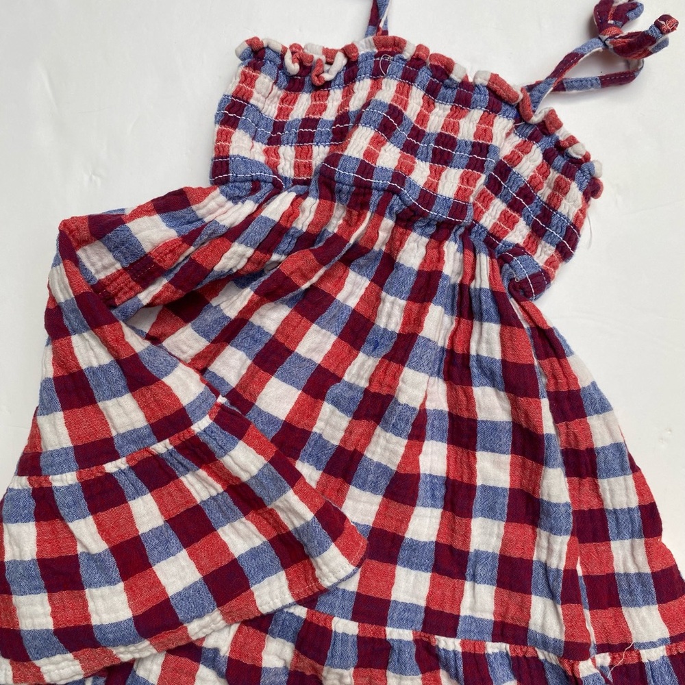 Cat & Jack Red, Blue & White Gingham Tie-Shoulder Dress